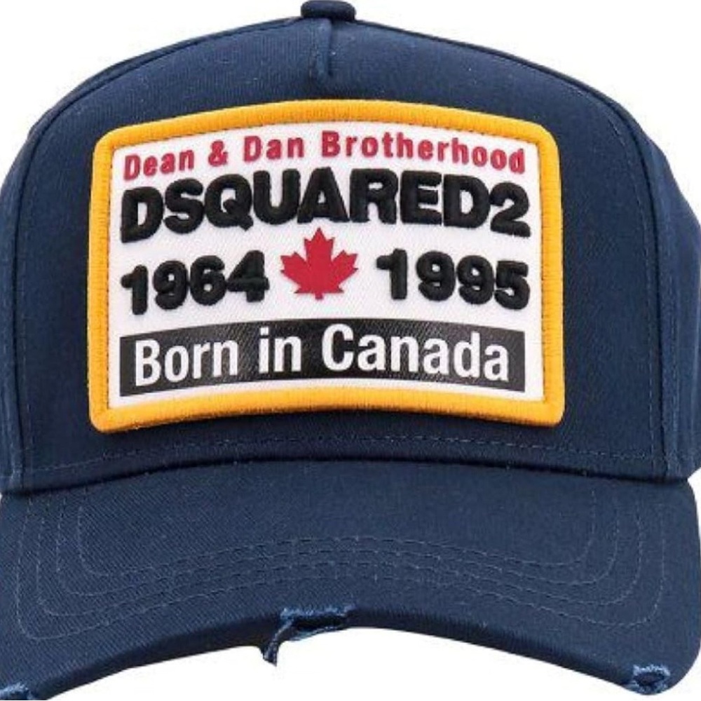DSQUARED2 Navy Blue Baseball Cap with Yellow Patch